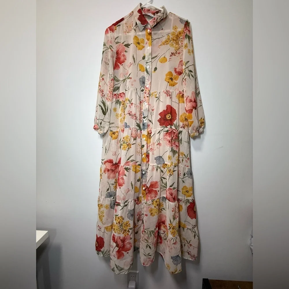 Blogger’s Favourite Zara Floral Print Maxi Shirt Dress size S - Picture 10 of 16